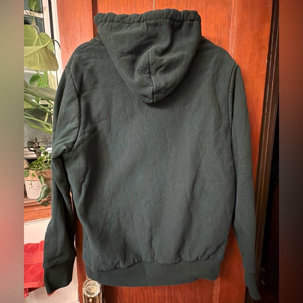 Noah NY Heavy Weight Green Zip Hoodie Sweatshirt with Plaid Inside Size Large - Picture 2 of 16